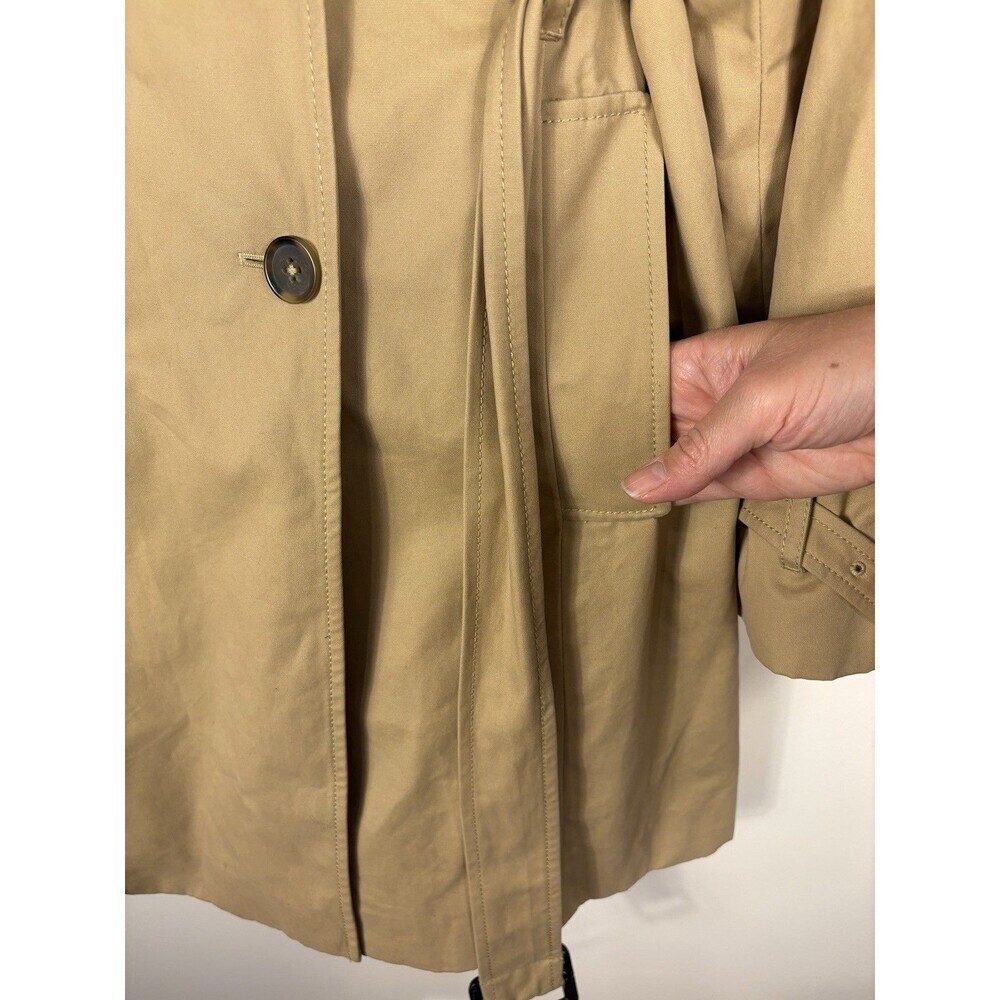 J. Crew Trench Coat Tan Khaki Double Breasted Belted Size 10 Classic Old Money - Picture 2 of 6